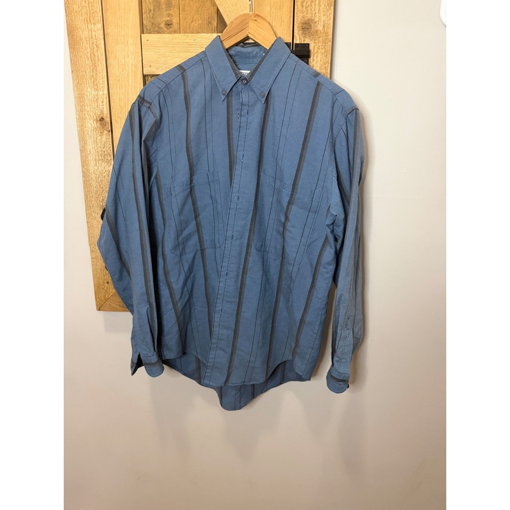 Vintage Levis International Collection Mens Blue Striped Button Down Shirt M